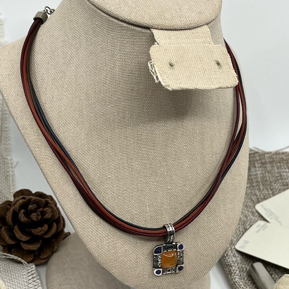 Vintage Ava Yetter Southwestern Pendant Necklace – Amber, Lapis, 925 Sterling - Picture 7 of 17